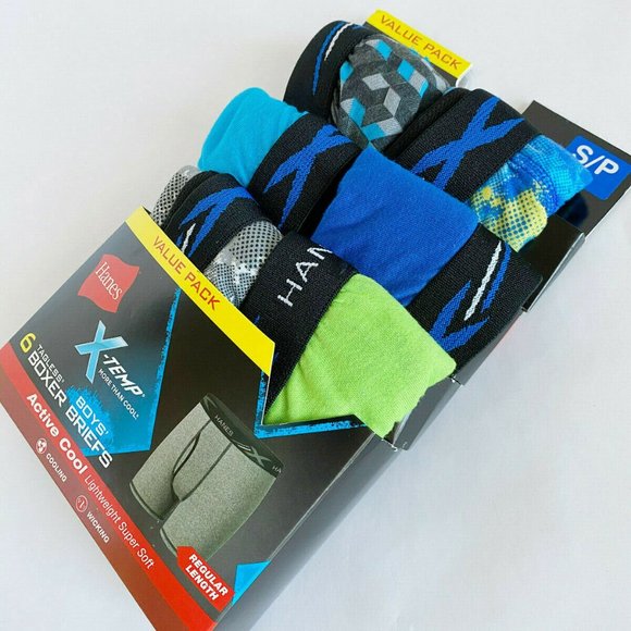 Hanes Boys Print Xtemp Tagless Boxer Briefs Size S - Picture 2 of 6